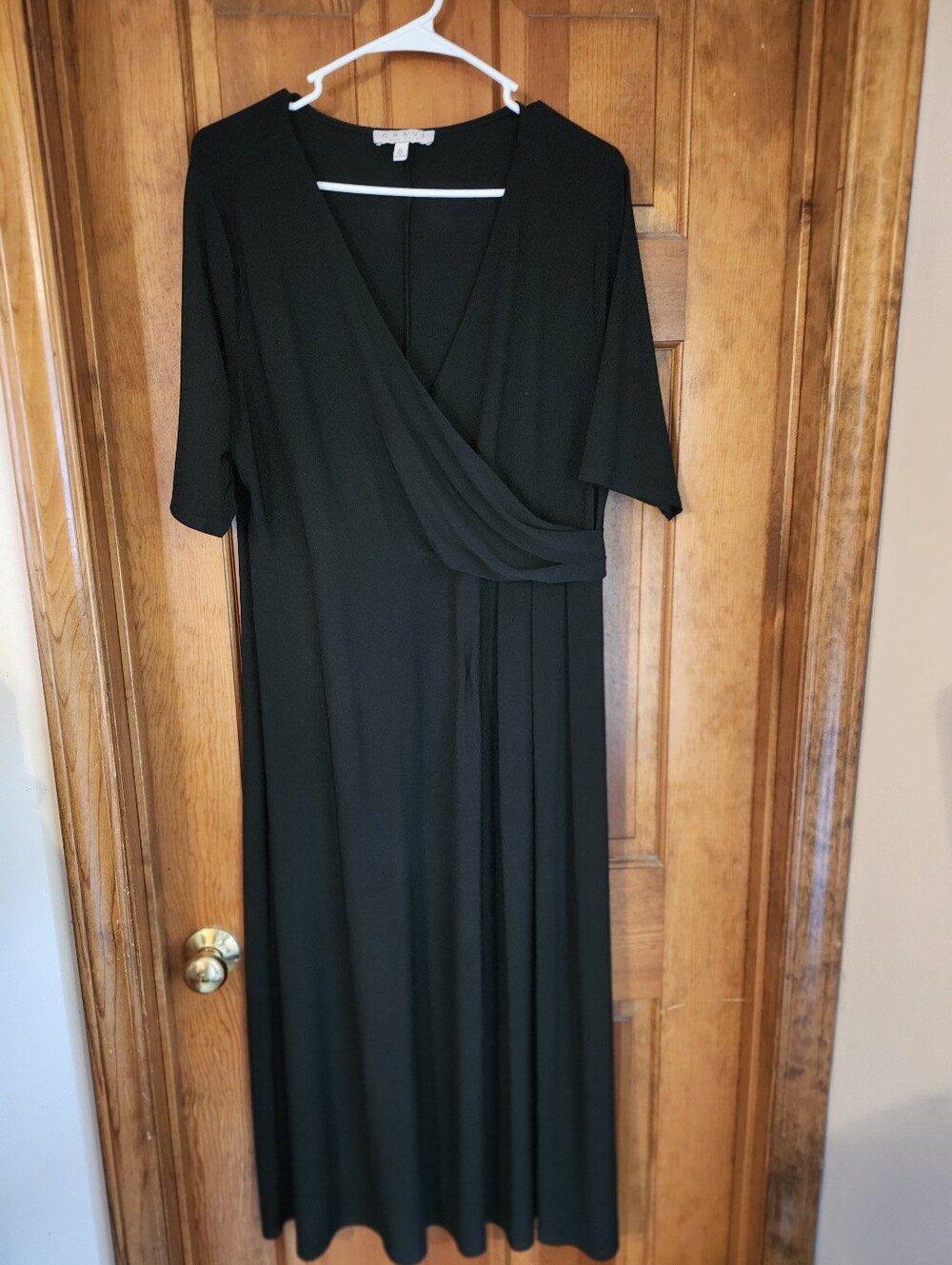 Chaus Black Wrap-Front Maxi Dress